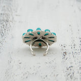 Artificial Turquoise Alloy Flower Ring - V.I.P Digital Presence