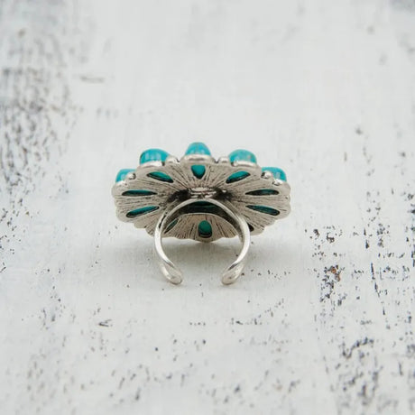 Artificial Turquoise Alloy Flower Ring - V.I.P Digital Presence