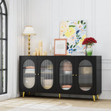 Modern Accent Sideboard Cabinet with Acrylic Doors, Freestanding Storage Cupboard Console Table for Kitchen Dining Black - V.I.P Digital Presence