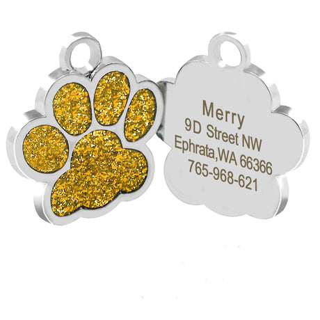 Personalized Dog Tags Engraved Cat Puppy Pet ID Name Collar Tag Pendant Pet Accessories Bone/Paw Glitter - V.I.P Digital Presence