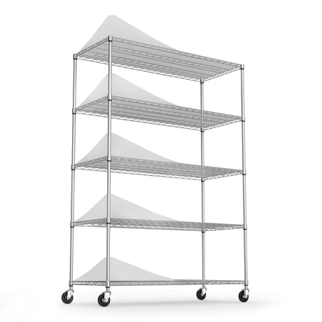 5 Tier 6000lbs Heavy Duty Adjustable Storage Rack Metal Shelf Wire Shelving Unit Chrome - V.I.P Digital Presence