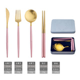 304 stainless steel portable tableware steak knife fork spoon chopsticks detachable folding tableware set - V.I.P Digital Presence