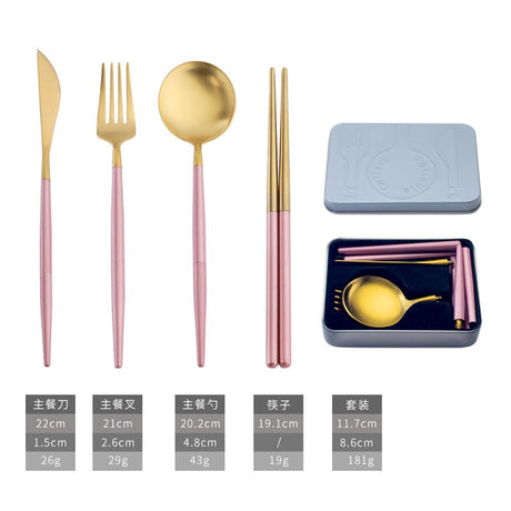 304 stainless steel portable tableware steak knife fork spoon chopsticks detachable folding tableware set - V.I.P Digital Presence
