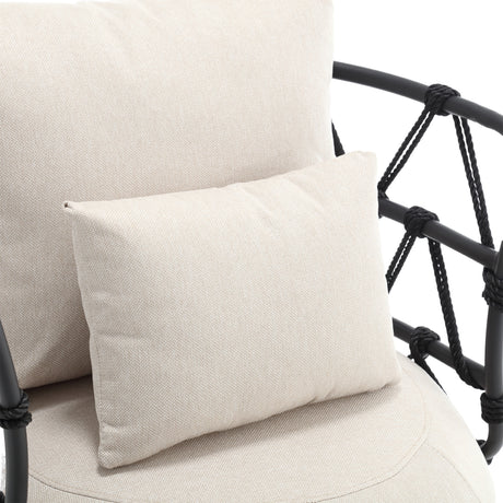 COOLMORE Upholstered Tufted Living Room Chair Textured Linen Fabric Accent Chair with Metal Stand - V.I.P Digital Presence