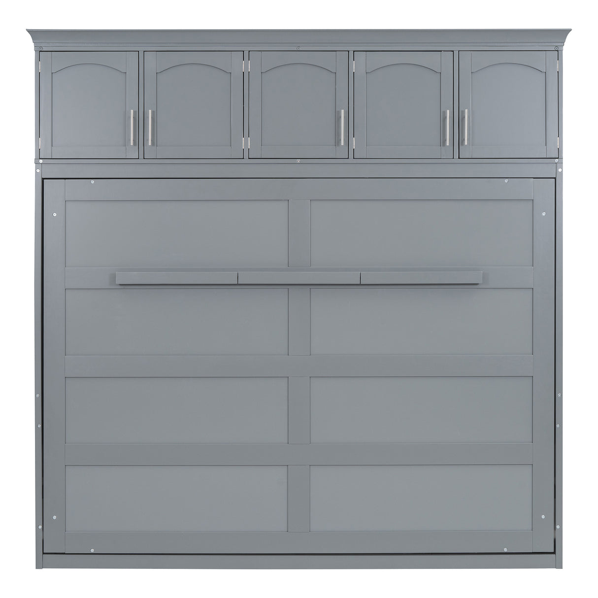 Full Size Murphy Bed Wall Bed with Top Cabinets,Gray - V.I.P Digital Presence