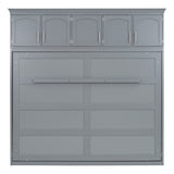 Full Size Murphy Bed Wall Bed with Top Cabinets,Gray - V.I.P Digital Presence