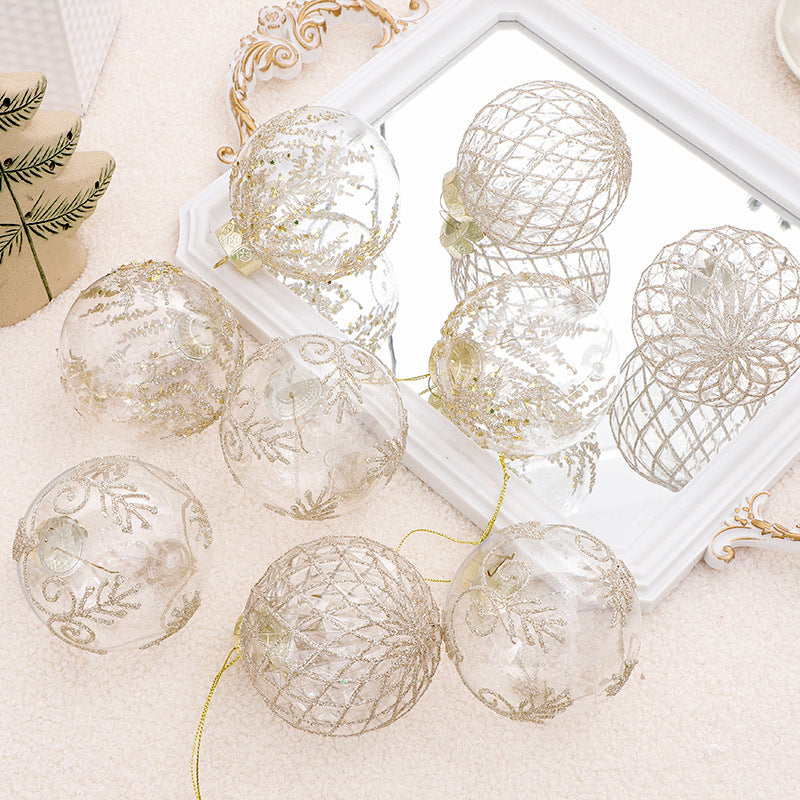Christmas decorations 8cm/9PCS transparent PET painted Christmas ball gift box set Christmas tree pendant - V.I.P Digital Presence