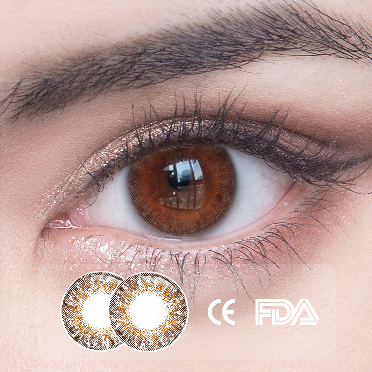 1Pcs FDA Certificate Eyes Beautiful Pupil Colorful Girl Cosplay Contact Lenses Brown(0-600°） - V.I.P Digital Presence
