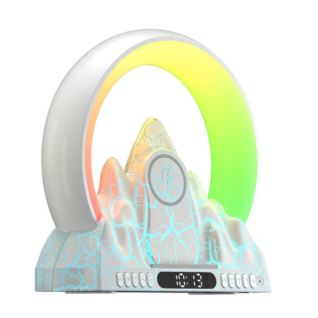 Smart Tuya APP Sunrise Flame Mountain Alarm Clock Night Lights 15W Wireless Charing BT Speaker White Noise LED Table Lamp - V.I.P Digital Presence