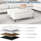 35 inch Wide Square storage benches Coffee Table with Lift Top Oversized Storage Ottoman in Upholstered for Living Room - V.I.P Digital Presence