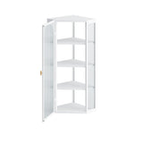 Glass Door Wall Mounted Corner Cabinet with Featuring Four-tier Storage  White