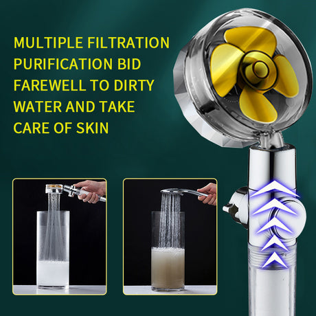 Propeller Shower Turbocharged Shower Head Shower Head Shower One-Button Water-Stop Shower - V.I.P Digital Presence