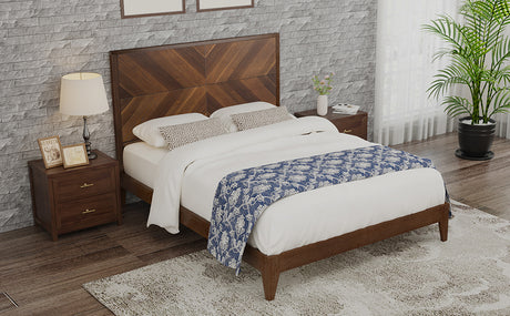 Mid-Century Modern Platform Bed Wood Slat Support with No Box Spring Needed,King Walnut - V.I.P Digital Presence