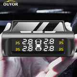 Smart Car TPMS Tire Pressure Monitoring System Solar Power Digital TMPS LCD Display USB Auto Security Alarm Tire Pressure Sensor - V.I.P Digital Presence