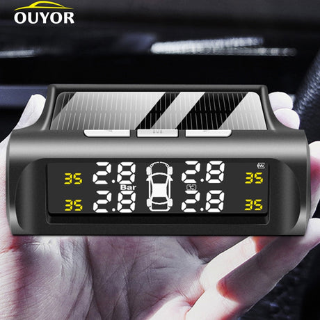 Smart Car TPMS Tire Pressure Monitoring System Solar Power Digital TMPS LCD Display USB Auto Security Alarm Tire Pressure Sensor - V.I.P Digital Presence