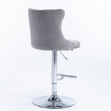 （Gray,Set of 2） 25-33 Inch, Modern Upholstered Chrome base Bar Stools with Backs Comfortable Tufted for Home Pub and Kitchen