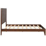 Mid-Century Modern Platform Bed Wood Slat Support with No Box Spring Needed,Queen, Walnut - V.I.P Digital Presence