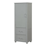 Tall Bathroom Storage Cabinet, Freestanding Storage Cabinet with Two Drawers and Adjustable Shelf, MDF Board , Grey - V.I.P Digital Presence