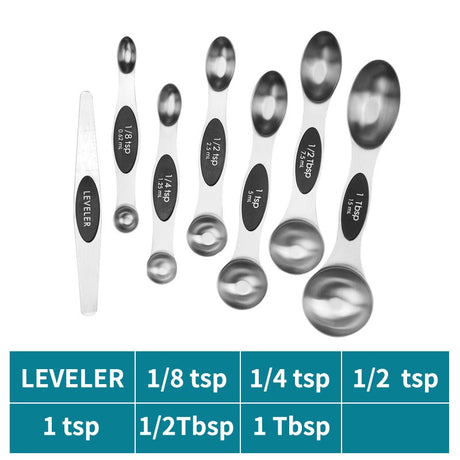 Magnetic suction double head measuring spoon 9-piece set of stainless steel baking household kitchen salt spoon - V.I.P Digital Presence