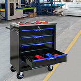 5 DRAWERS MULTIFUNCTIONAL TOOL CART WITH WHEELS-BLACK+BLUE - V.I.P Digital Presence