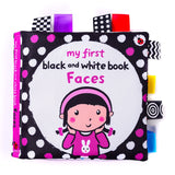 Libro de tela LakaRose Baby con etiqueta en blanco y negro, libros de educación temprana para recién nacidos y bebés, libros de tela tranquilos 