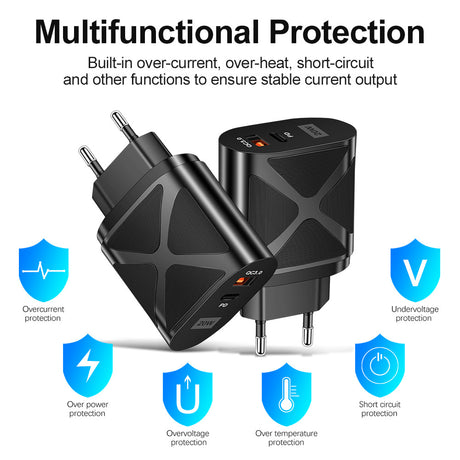 LED luminous PD20W+QC3.0 4A mobile phone charger fast charging dual port fast charging head - V.I.P Digital Presence