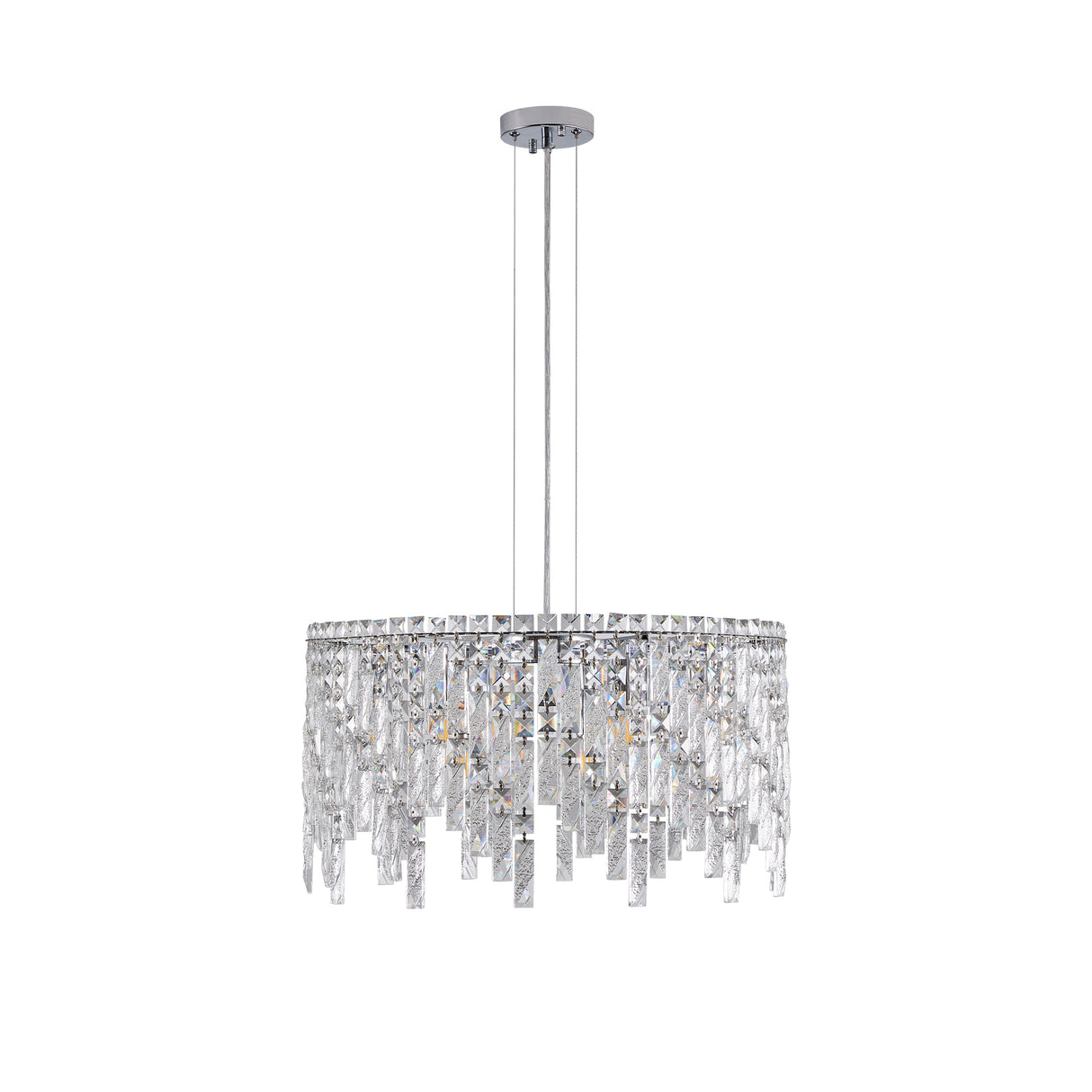 Deluxe round silver crystal chandelier, modern rectangular chandelier (excluding light bulbs) - V.I.P Digital Presence