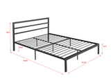 Queen Size Metal Bed Frame with Headboard Charcoal Grey - V.I.P Digital Presence