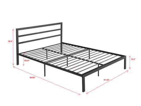 Queen Size Metal Bed Frame with Headboard Charcoal Grey - V.I.P Digital Presence