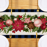 Christmas plaid linen table flag floral ball printed tablecloth entrance small tablecloth living room counter decoration tea flag - V.I.P Digital Presence