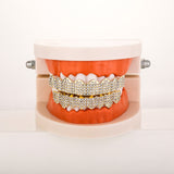 Real gold electroplated gold tooth set eight tooth full diamond hip hop tooth set tee grills - V.I.P Digital Presence