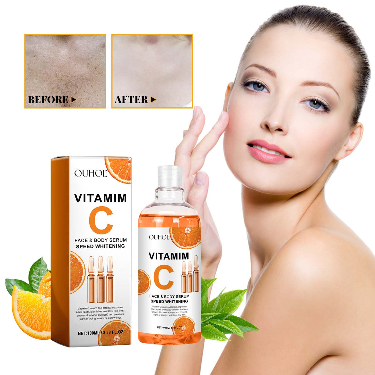 Vitamim C Face Body Serum, Repair Nourish Skin Filling Water Carry Bright Tight Anti-Wrinkle Fine Lines - V.I.P Digital Presence