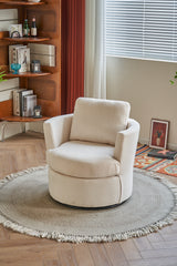 Rotating bucket chair living room comfortable circular sofa chair 360 degree rotating bucket club chair armchair (beige)