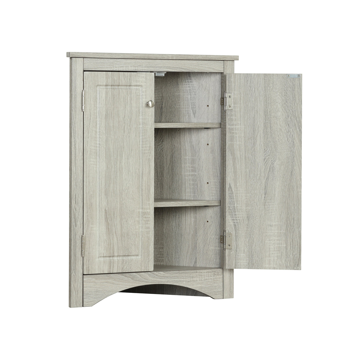 Oak Triangle Bathroom Storage Cabinet with Adjustable Shelves, Freestanding Floor Cabinet for Home Kitchen - V.I.P Digital Presence