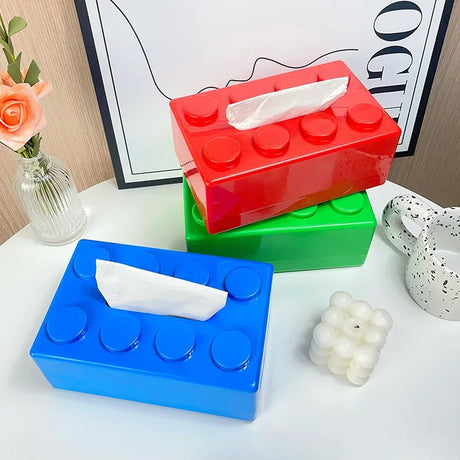 ABS Building Block Shaped Tissue Box Wall-mounted Creative Face Towel Box Organizer Perforation-free Removable - V.I.P Digital Presence