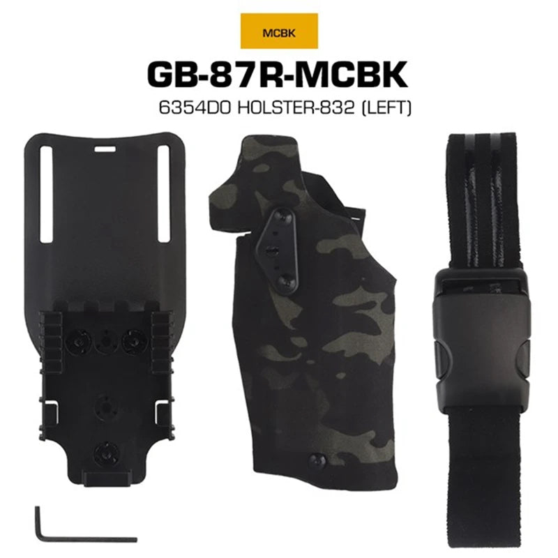 6354DO Left - handed Tactical Pistol Glock 17 Holster with X300U - A QLS Adapter, Leg Shroud, Drop, and MHA Leg Strap Kit - V.I.P Digital Presence