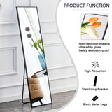 Aluminum alloy metal frame wall mounted full-length mirror black 65 * 23“ - V.I.P Digital Presence