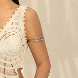Multi layer hollow micro inlaid imitation pearl turquoise opening arm chain ethnic style handmade jewelry - V.I.P Digital Presence