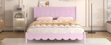Queen Size Wood Platform Bed Frame, Retro Style Bed with Rectangular Headboard,No Need Box Spring,Pink - V.I.P Digital Presence