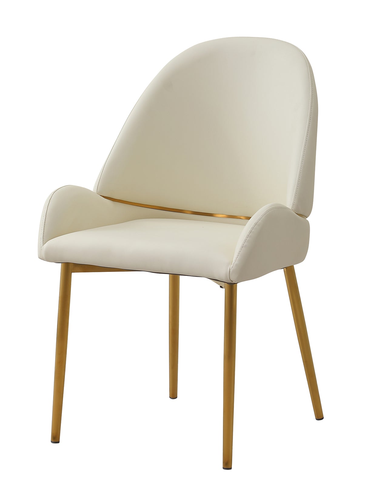 Dining Chair with PU Leather Beige color metal legs (Set of 2)（Foam + Beige + Meta） - V.I.P Digital Presence