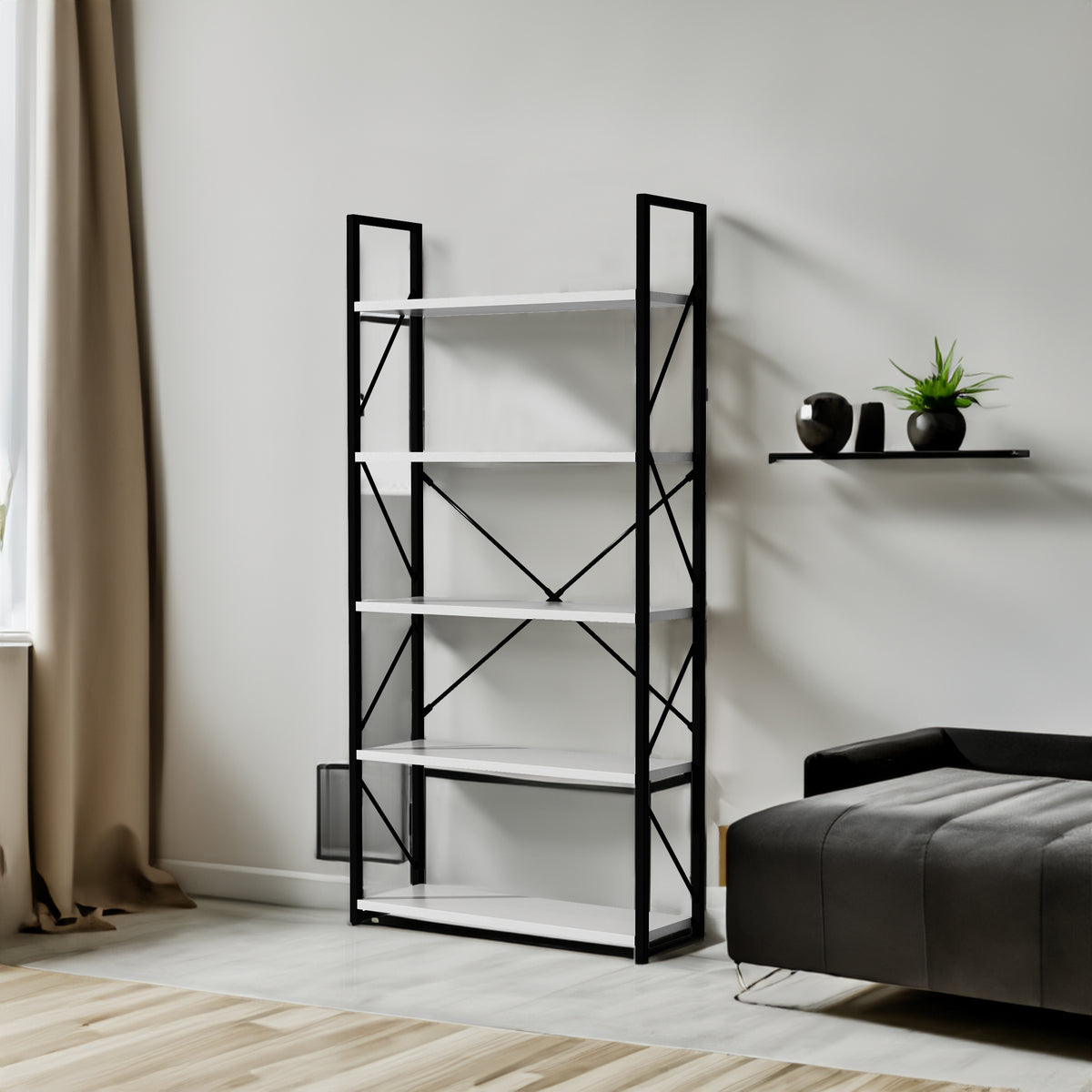 5-Tier Bookshelf, Freestanding White Book Shelf Modern Minimalist Open Display Storage Book Shelves Standing Shelving Unit White - V.I.P Digital Presence