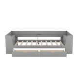 Twin Size Daybed with Shelves, Drawers and Built-In Charging Station, Gray