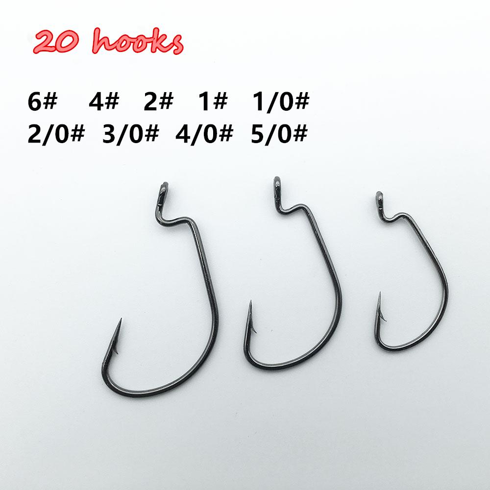 Rompin 20pcs/lot Black Nickel Crank Fishing Hooks High Carbon Steel Worm Sharp Barbed - V.I.P Digital Presence
