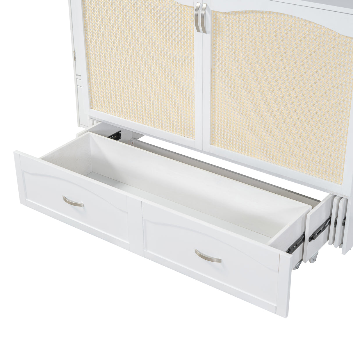 Large Murphy bed wall mounted bed with drawers, 2 storage cabinets, 1 set of sockets and USB ports, white - V.I.P Digital Presence