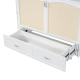 Large Murphy bed wall mounted bed with drawers, 2 storage cabinets, 1 set of sockets and USB ports, white - V.I.P Digital Presence