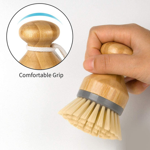 Bamboo seal head pot brush wooden dishwashing brush household kitchen creative cleaning brush - V.I.P Digital Presence