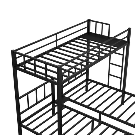Twin over Twin & Twin Bunk Beds for 3, Twin XL over Twin & Twin Bunk Bed Metal Triple Bunk Bed, Black - V.I.P Digital Presence