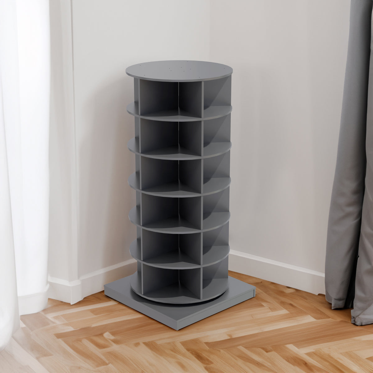 Grey 360 Rotating shoe cabinet 6 layers - V.I.P Digital Presence
