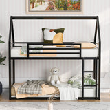 Twin over Twin House Bunk Bed with Built-in Ladder,Black - V.I.P Digital Presence