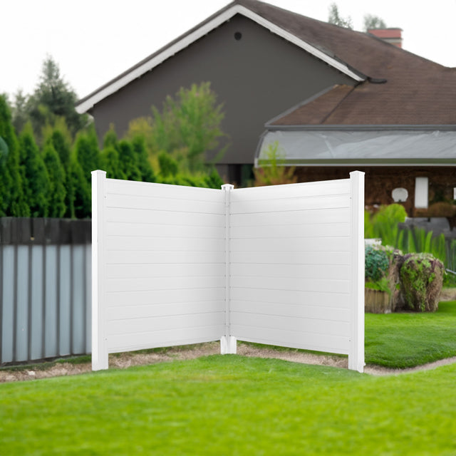 Privacy Fence Panels Kit Air Conditioner Trash Can Enclosure Vinyl white color - V.I.P Digital Presence